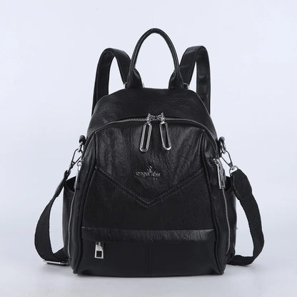 Damen-Schulrucksack Mit Mehrfachfächern Und Einfarbigem Design Für Schule Und Freizeit