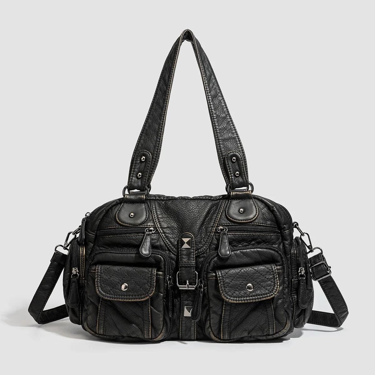Damen-Handtasche Mit Oberem Henkel Und Schulterriemen Aus Bronze Kunstleder Für Alltag Und Freizeit