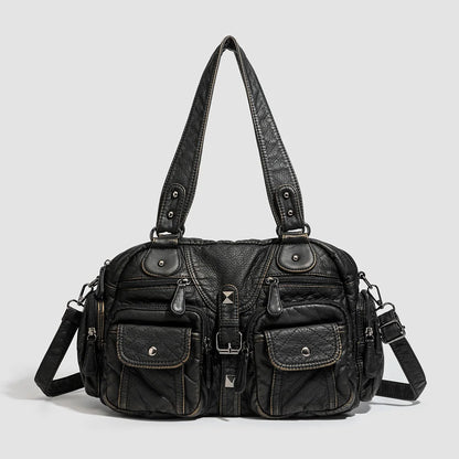 Damen-Handtasche Mit Oberem Henkel Und Schulterriemen Aus Bronze Kunstleder Für Alltag Und Freizeit