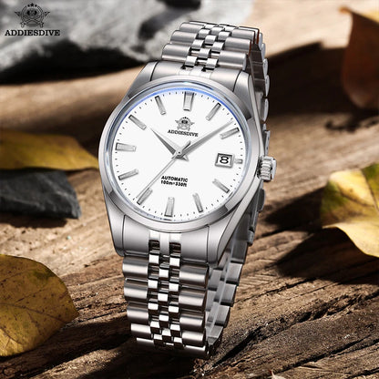 Herren-Vintage-Automatikuhr mit Sunburst-Zifferblatt und NH35A