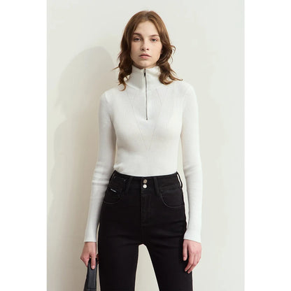 Damen-Strickjacke Stehkragen Reißverschluss Slim Streetwear Winter