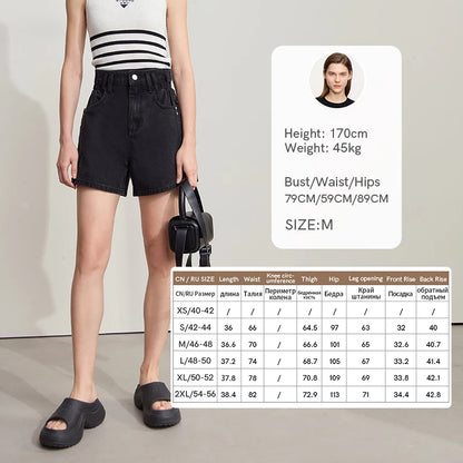 Damen Shorts Baumwoll-Denim Lässig Locker Gerade Vintage Modische Taschenjeans