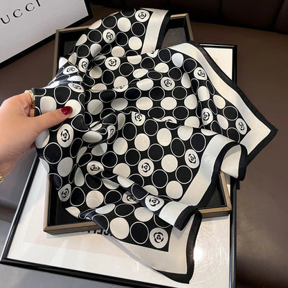 Damen Seidenschal 53cm Blumenprint quadratisch Haarband Halstuch Büro Hijab Geschenk