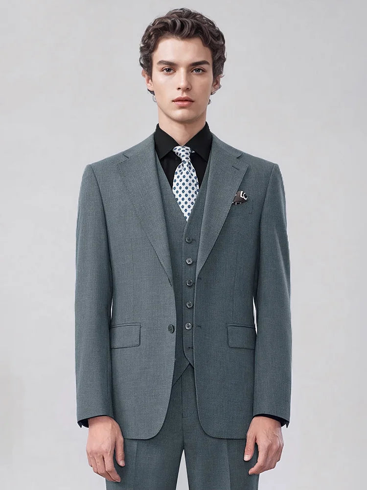 Eleganter Herrenanzug in Blau, einreihig mit Weste und Hose – 3-teiliges Slim-Fit-Set für Hochzeit oder Freizeit.