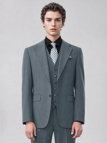 Eleganter Herrenanzug in Blau, einreihig mit Weste und Hose – 3-teiliges Slim-Fit-Set für Hochzeit oder Freizeit.