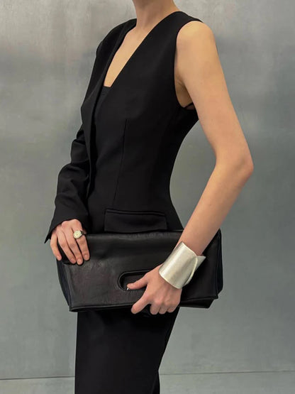 Zweiteiliges Damen-Set mit Reverskragen, langärmligem Patchwork-Blazer und hoch taillierter Hose – lässig und stilvoll