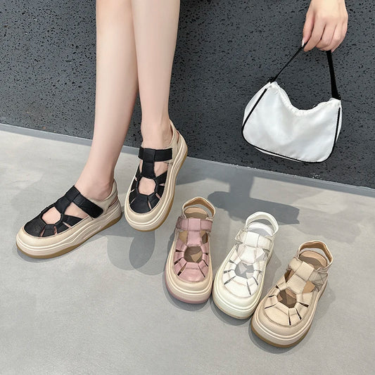 AIYUQI 2025, neue frauen sandalen Sommer dicken sohlen hohl frauen turnschuhe schuhe Große-größe casual schwein käfig weibliche schuhe
