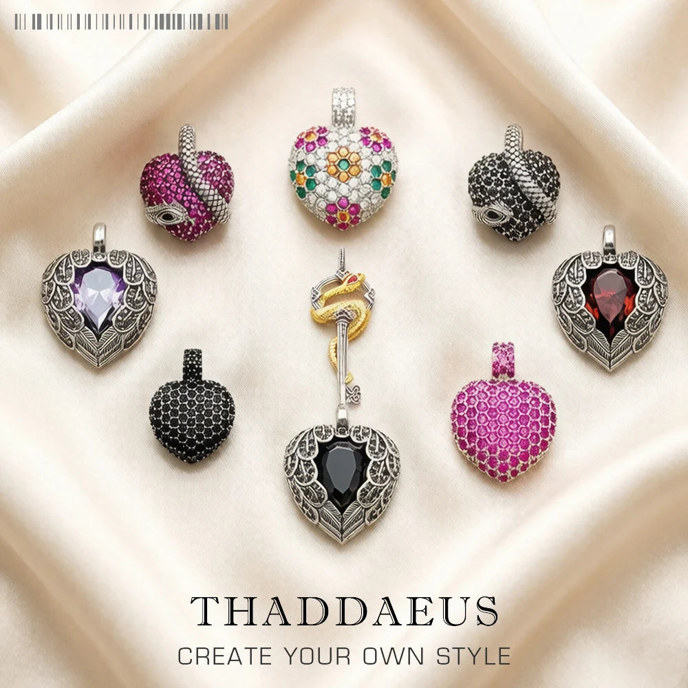 Damen-Charm-Anhänger Schlüssel Schlange Herz aus Sterlingsilber