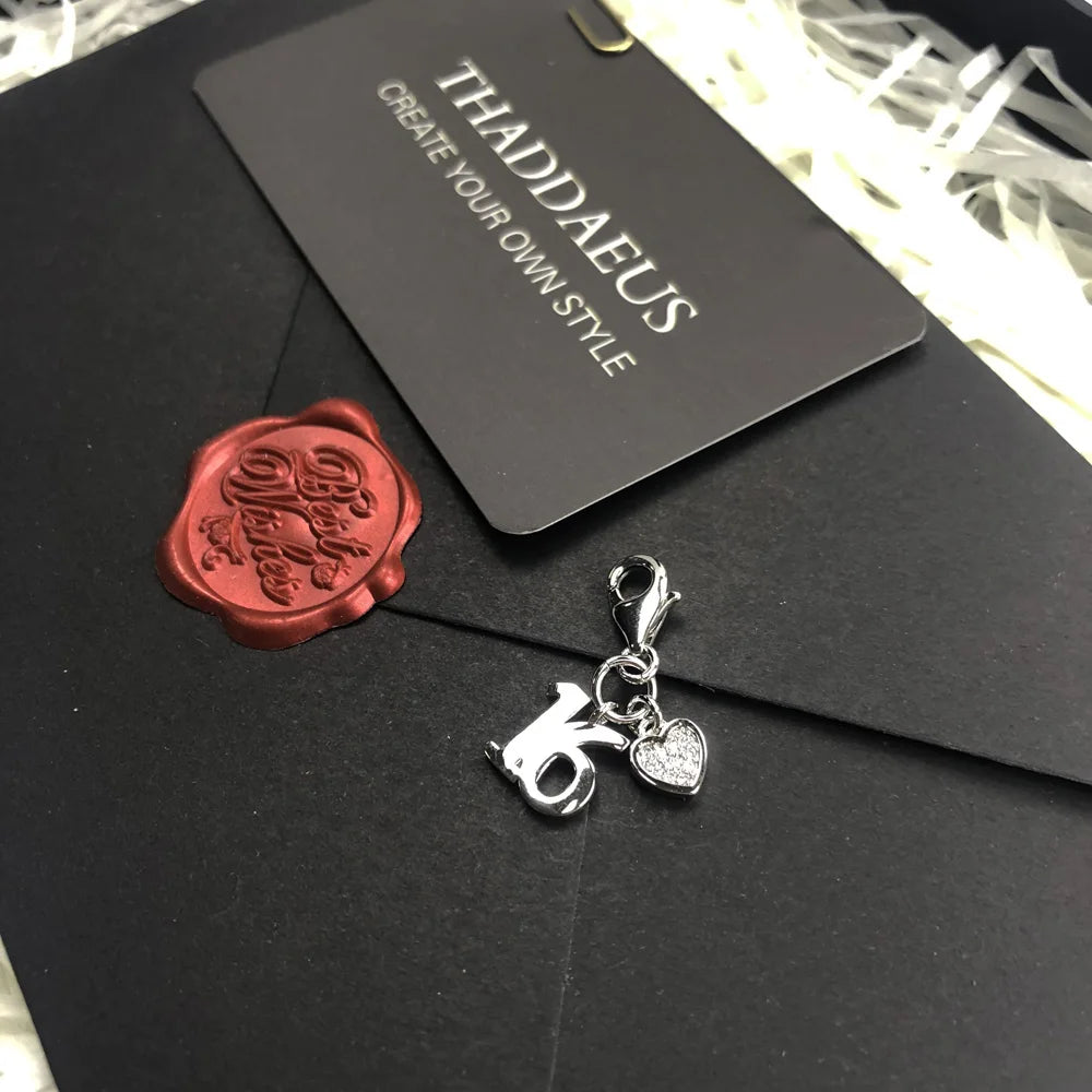 Damen-Charm-Anhänger Glückszahl 16 Geburtstagsgeschenk aus Sterlingsilber