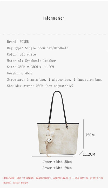 Damen Schultertasche Aus PVC-Leder Mit Reißverschluss Und Anhänger