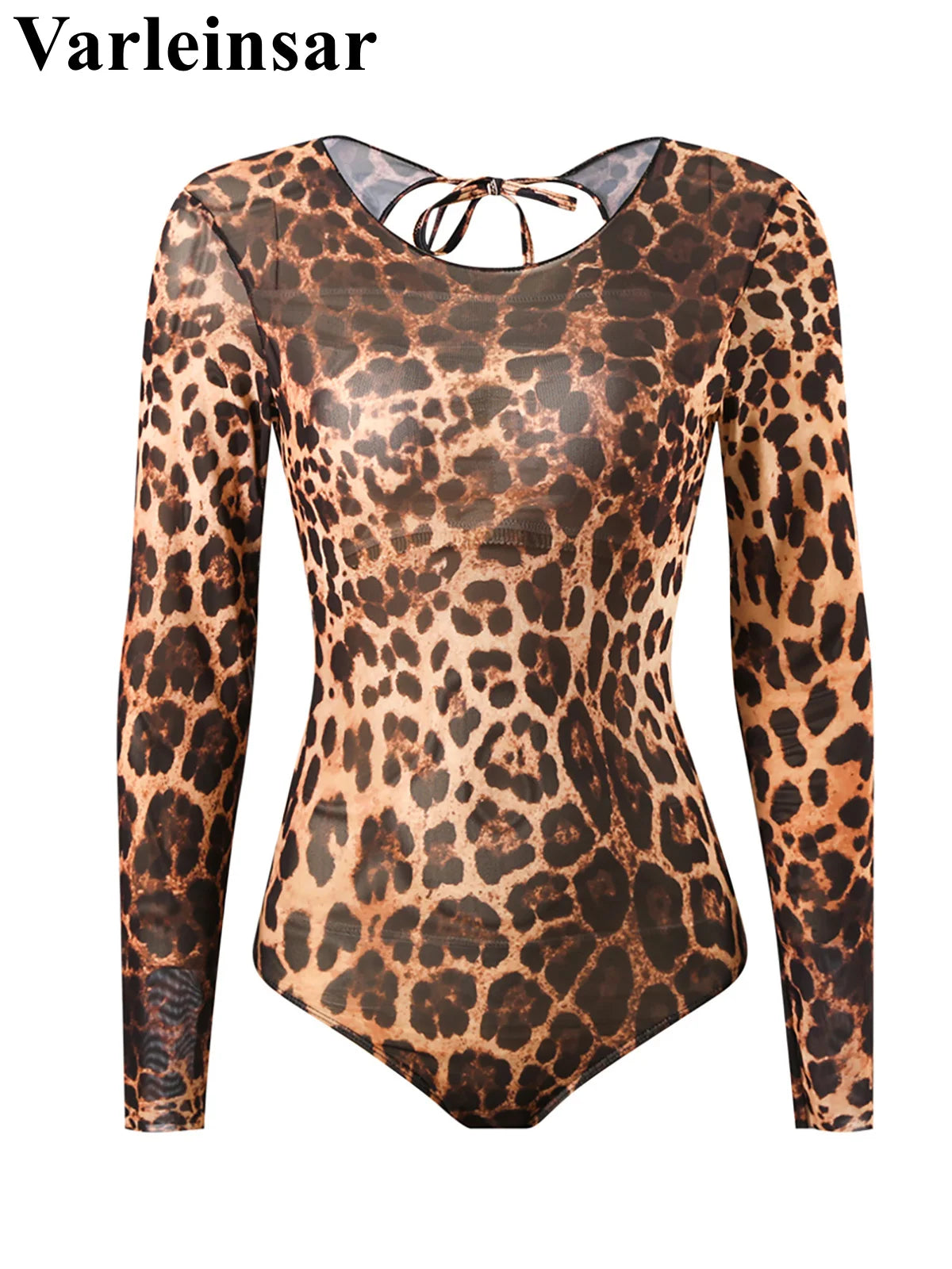 Damen-Badeanzug Leopard Langarm Shorts Set gepolstert einteilig