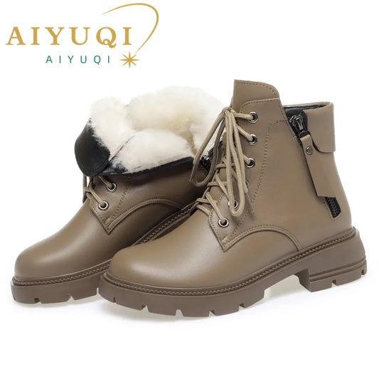 Frauen Marton Stiefel aus echtem Leder im britischen Stil mit warmem Futter