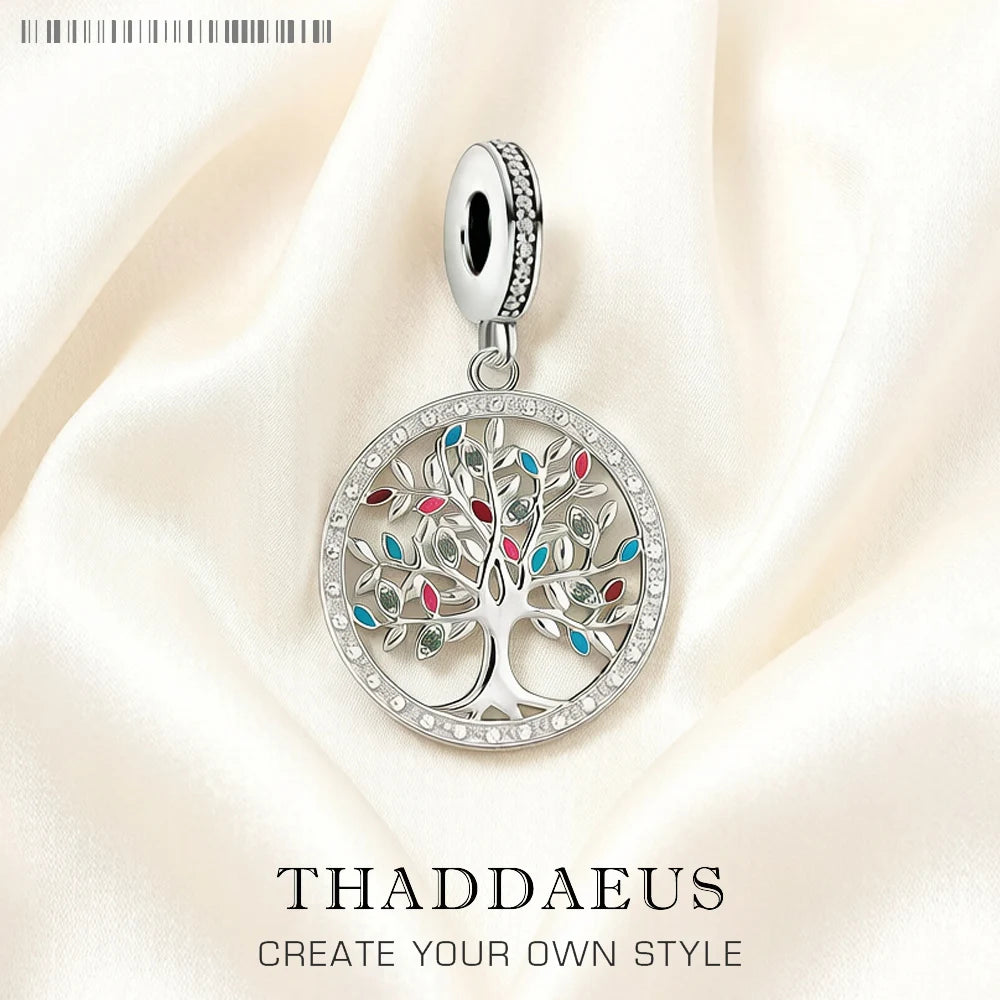 Damen-Charm-Anhänger bunter Baum romantisch aus Sterlingsilber