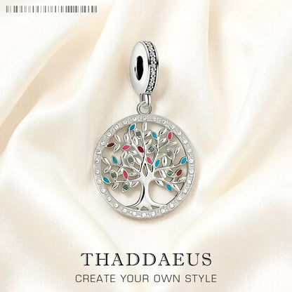 Damen-Charm-Anhänger bunter Baum romantisch aus Sterlingsilber