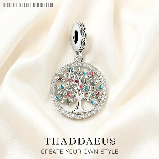 Damen-Charm-Anhänger bunter Baum romantisch aus Sterlingsilber