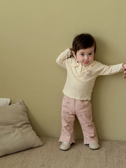 Mädchen Hemd mit süßem 3D Bunny und Kragen für Kinder von 9M bis 5T