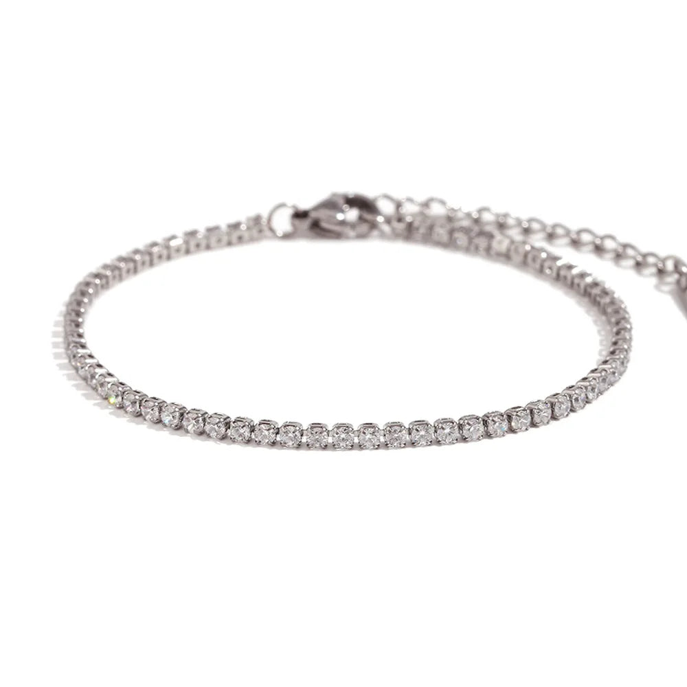 Damen-Tennisarmband mit Kristall-Strass aus Edelstahl