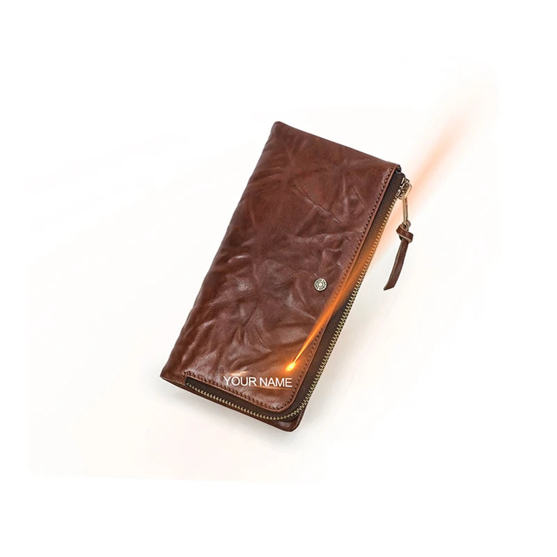 Herren Echtleder Geldbörse Bifold Vintage natürlich gewaschen Kartenhalter Reise