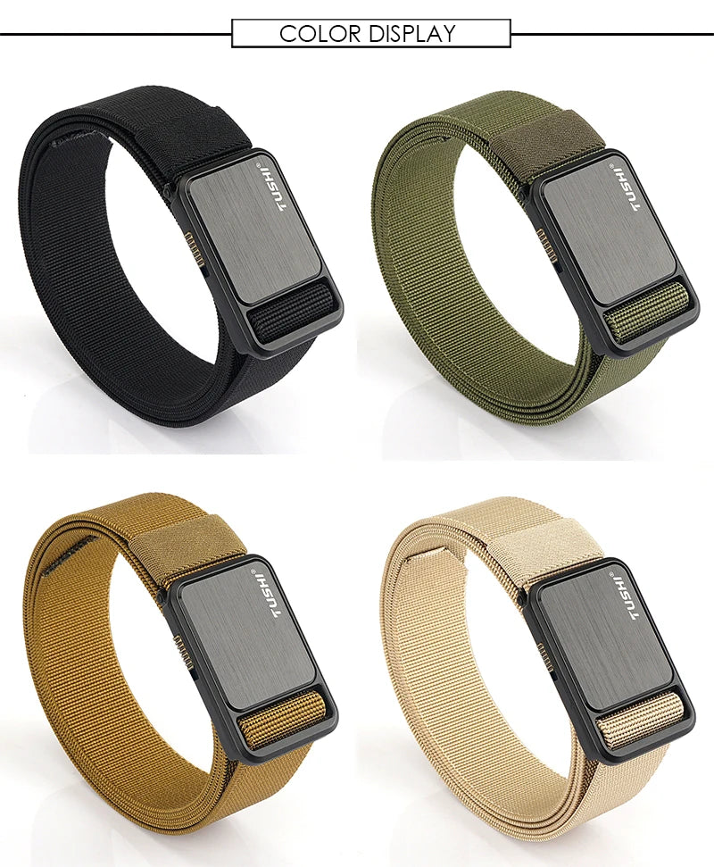 Herren-Gürtel Elastisch 35 mm Breite Mit Steck-Schnalle Für Outdoor-Aktivitäten Camping