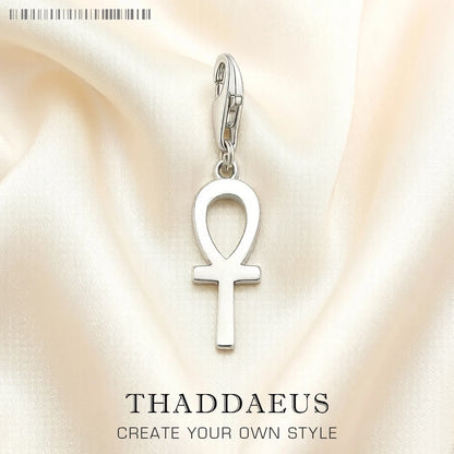 Anhänger mit Ankh-Design am Karabiner aus silberfarbenem 925er Sterlingsilber