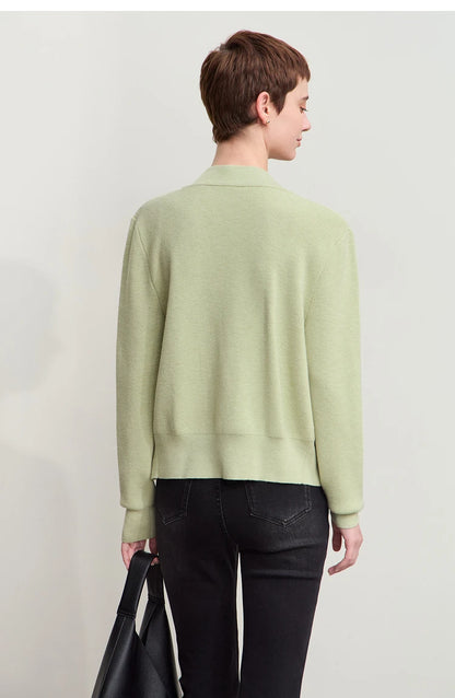 Damen-Strickjacke V-Ausschnitt Stickerei locker Langarm Herbst