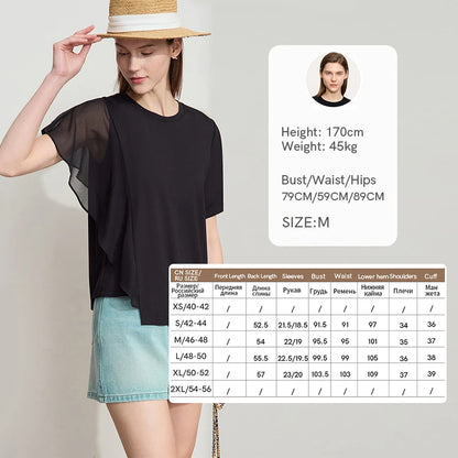 Damen Sommer-T-Shirt mit kurzen Schmetterlingsärmeln und Rundhalsausschnitt