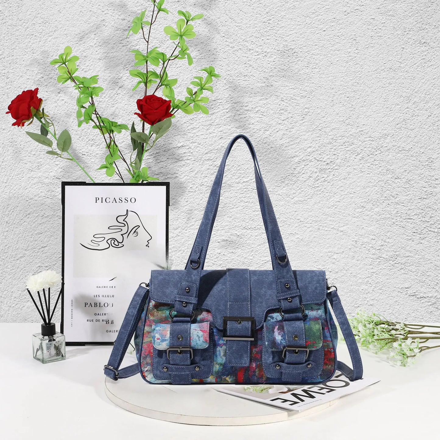 Damen-Umhängetasche aus Kunstleder Leoparddruck Bronze Crossbody-Tasche mit großem Fassungsvermögen