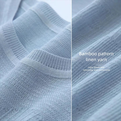 Damen-Rundhalspullover Fledermausärmel locker transparent Viskose Sommer