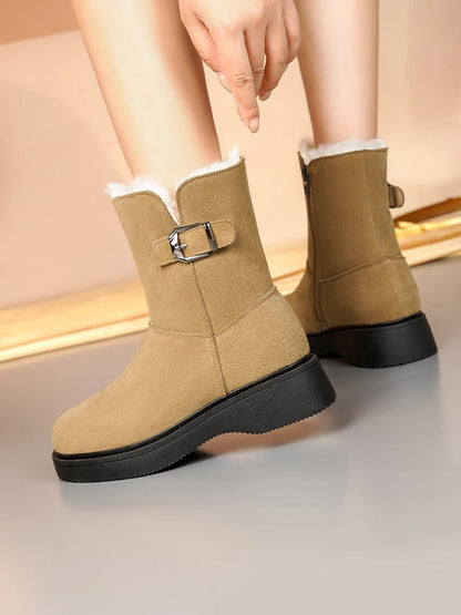 AIYUQI Snow Boots Female Genuine Leather 2025 New Wedge Anti-slip Women's Winter Shoes Boots Natural Wool Women Ankle Boots
