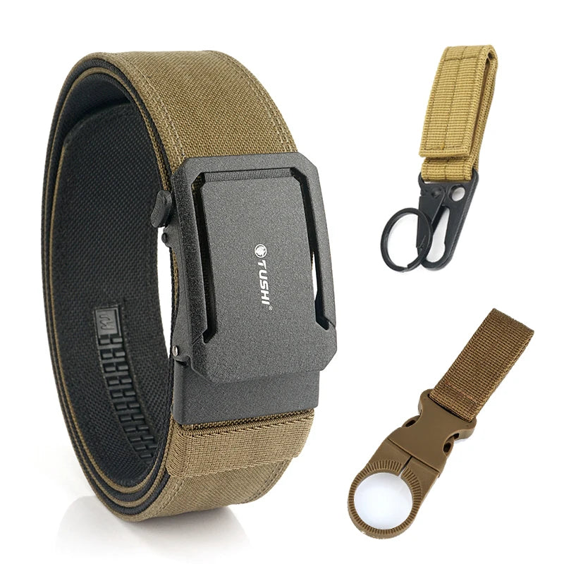 Herren-Taktischer Gürtel aus Nylon mit Automatischer Schnalle, 4,3 cm Breit, 120 cm Länge