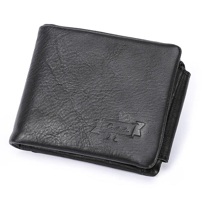 Herren Echtleder Geldbörse Vintage Trifold Haspe Reißverschluss Kartenhalter Geldclip