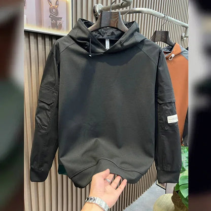Herren Kapuzenpullover im Herbst-Patchwork mit besticktem y2k Design