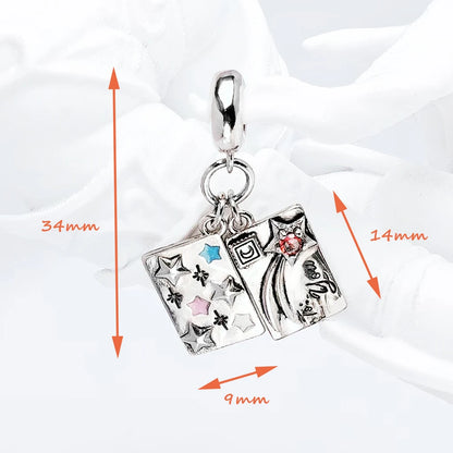 Damen-Charm-Anhänger Umschlag Brief romantisch aus Sterlingsilber