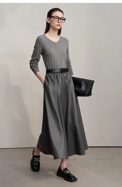 Damen V-Ausschnitt Pullover 100 % Wolle vielseitig Langarm Herbst