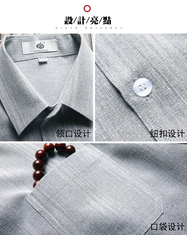 Leichtes Herren-Leinenhemd mit Kapuze und kurzen Ärmeln – atmungsaktiv und locker geschnitten