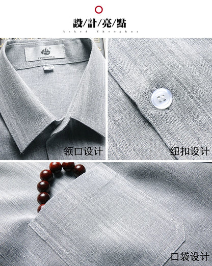 Leichtes Herren-Leinenhemd mit Kapuze und kurzen Ärmeln – atmungsaktiv und locker geschnitten