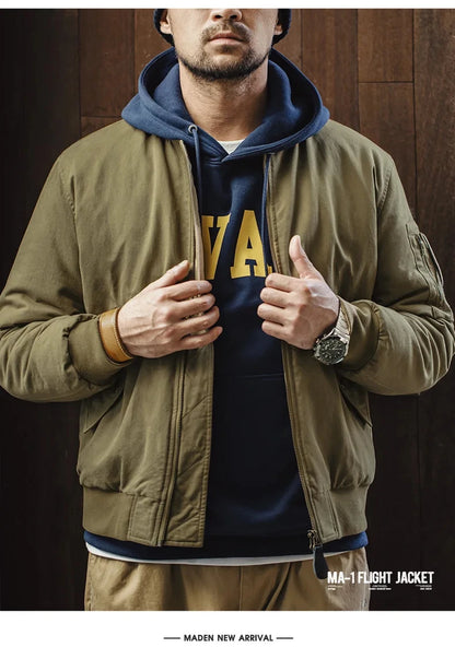 Herren Fliegerjacke Maden Reversible Baseballkragen Herbst Winter Verdickte Mäntel