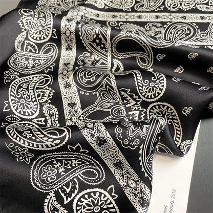 Damen Seidenschal quadratisch Blumenprint Bandana Halstuch 53cm