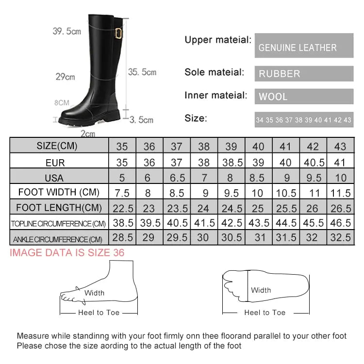 AIYUQI Women Long Boots Genuine Leather 2024 New Large Size Non-slip Rome Women's Winter Boots Warm Wool High Boots Women