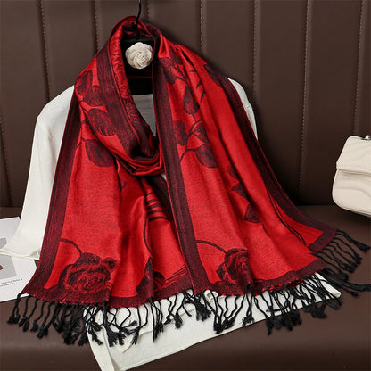 Damen Winterschal Kaschmir Plaid warm Pashmina Bandana Quaste B