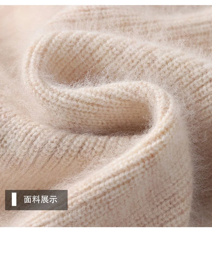 Pullover aus 100 % reinem Nerz-Kaschmir für Herren, Stehkragen, verdickte Strickjacke, Herbst/Winter, warm, lässig, gestrickt, große Oberteile mit Reißverschluss