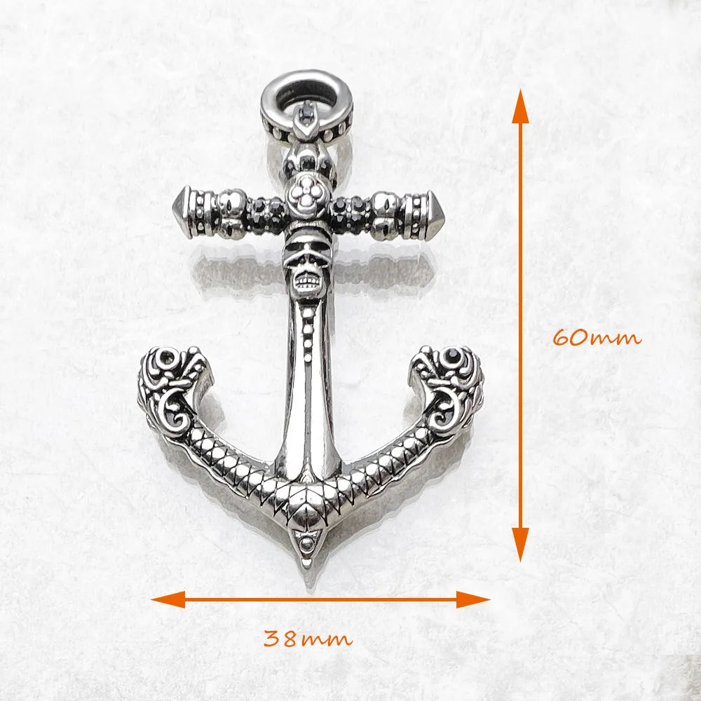 Damen-Charm-Anhänger Totenkopf Anker Punk Rebel aus Sterlingsilber