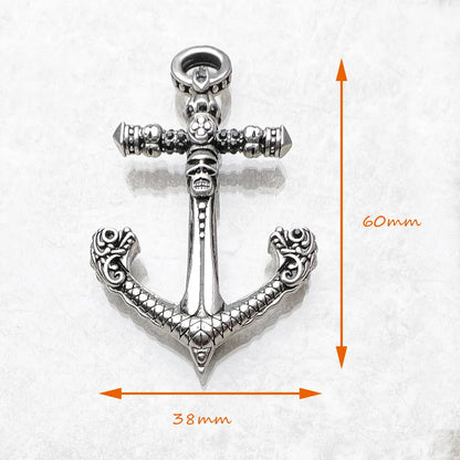 Damen-Charm-Anhänger Totenkopf Anker Punk Rebel aus Sterlingsilber