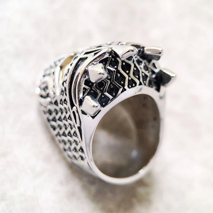 Damen-Ring Ritterhelm vergoldet Vintage Winter aus Sterlingsilber