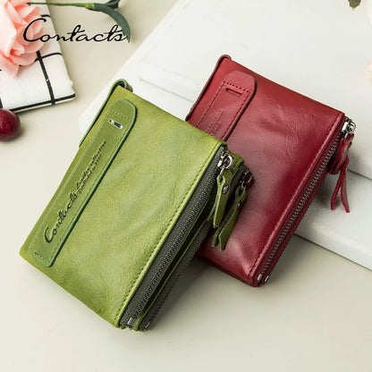 Damen Echtleder Geldbörse Bifold Vintage Portemonnaie Kartenhalter Münzbörse Geldclip