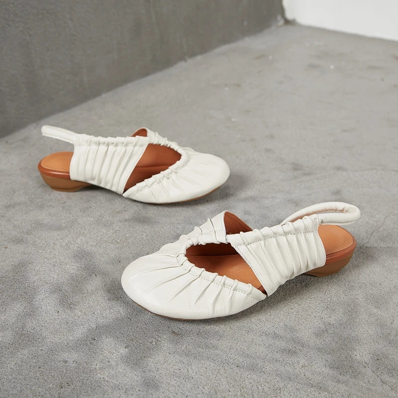 AIYUQI 2025, neue stil geschlossene zehen frauen sandalen Plissee nicht-slip Römischen sandalen für frauen Große größe sommer strand weibliche schuhe