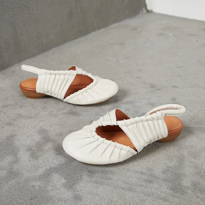 AIYUQI 2025, neue stil geschlossene zehen frauen sandalen Plissee nicht-slip Römischen sandalen für frauen Große größe sommer strand weibliche schuhe