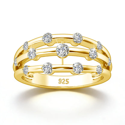 Damen-Ring aus Moissanit, 925er Sterling-Silber, Ewigkeitsband, Zertifiziertes Schmuckstück