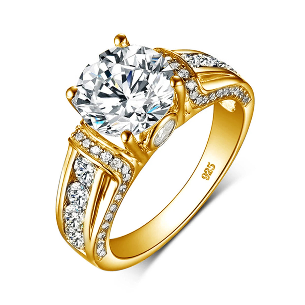 Damen-Ring Moissanit 2 Karat aus Silber 925 Edler Verlobungs- und Hochzeitsring Schmuck Geschenk