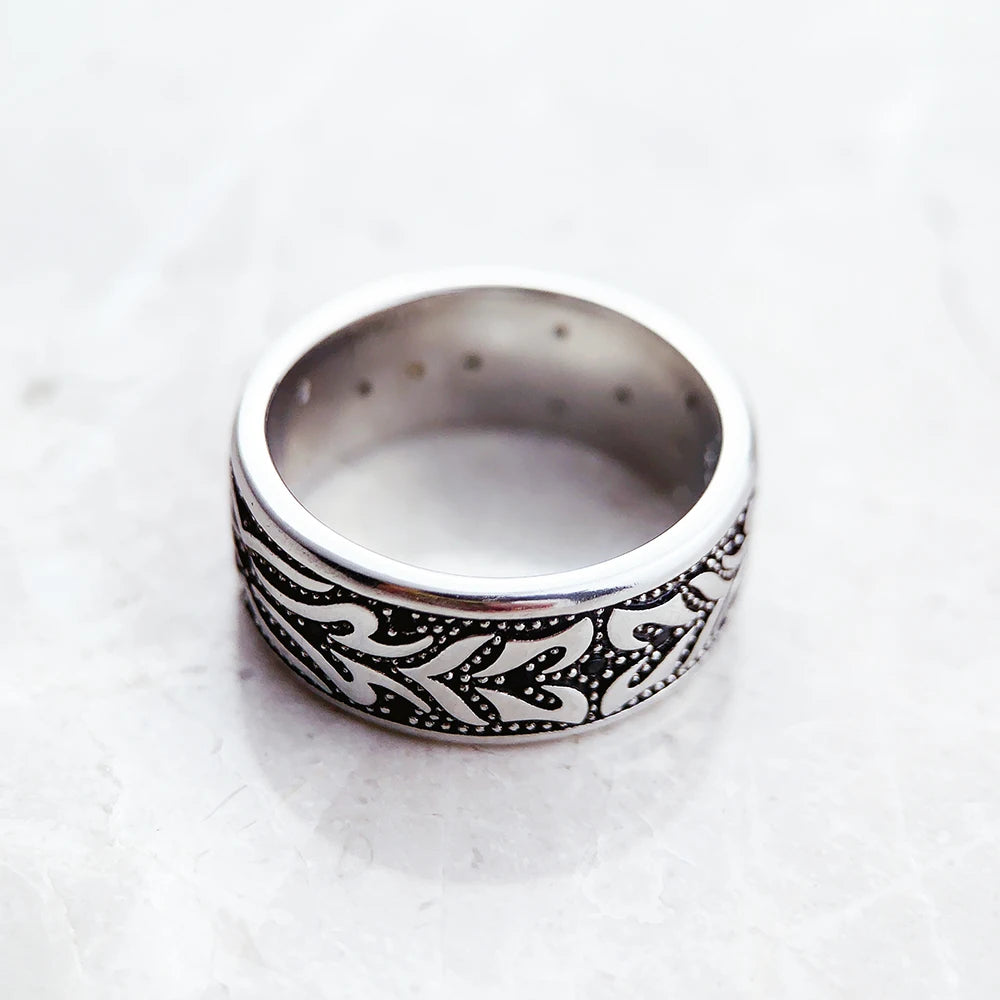 Damen-Ring Tigermuster schwarz rebellisch aus Sterlingsilber